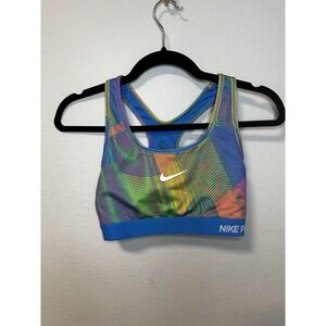 Nike Pro Classic Padded Frequency Women Sports Bra Photo Blue 743204-435 Medium